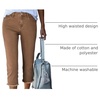 image:imageSidefeel Womens Capri Jeans High Waisted Summer Fashion Straight Leg Raw Hem Denim Capri PantsBrown