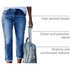 image:imageSidefeel Womens Capri Jeans High Waisted Summer Fashion Straight Leg Raw Hem Denim Capri PantsD Light Blue