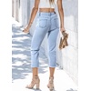 image:imageSidefeel Womens Capri Jeans High Waisted Summer Fashion Straight Leg Raw Hem Denim Capri PantsE Sky Blue