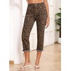 image:imageSidefeel Womens Capri Jeans High Waisted Summer Fashion Straight Leg Raw Hem Denim Capri PantsLeopard Brown