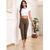 image:imageSidefeel Womens Capri Jeans High Waisted Summer Fashion Straight Leg Raw Hem Denim Capri PantsLeopard Brown