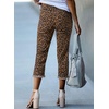 image:imageSidefeel Womens Capri Jeans High Waisted Summer Fashion Straight Leg Raw Hem Denim Capri PantsLeopard Brown