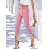 image:imageSidefeel Womens Capri Jeans High Waisted Summer Fashion Straight Leg Raw Hem Denim Capri PantsPink