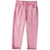 image:imageSidefeel Womens Capri Jeans High Waisted Summer Fashion Straight Leg Raw Hem Denim Capri PantsPink