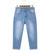 image:imageSidefeel Womens Capri Jeans High Waisted Summer Fashion Straight Leg Raw Hem Denim Capri PantsWhite