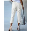image:imageSidefeel Womens Capri Jeans High Waisted Summer Fashion Straight Leg Raw Hem Denim Capri PantsWhite