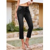 image:imageSidefeel Womens Capri Jeans Mid Rise Skinny Stretchy Front Seam Capri Leggings Denim PantsBlack