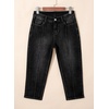 image:imageSidefeel Womens Capri Jeans Mid Rise Skinny Stretchy Front Seam Capri Leggings Denim PantsBlack