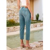 image:imageSidefeel Womens Capri Jeans Mid Rise Skinny Stretchy Front Seam Capri Leggings Denim PantsVintage Blue