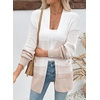image:imageSidefeel Womens Cardigan Sweaters Open Front Long Sleeve Ribbed Color Block Knit Fall SweatersApricot