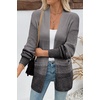 image:imageSidefeel Womens Cardigan Sweaters Open Front Long Sleeve Ribbed Color Block Knit Fall SweatersBlack