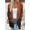 image:imageSidefeel Womens Cardigan Sweaters Open Front Long Sleeve Ribbed Color Block Knit Fall SweatersBrown