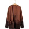 image:imageSidefeel Womens Cardigan Sweaters Open Front Long Sleeve Ribbed Color Block Knit Fall SweatersBrown