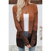 image:imageSidefeel Womens Cardigan Sweaters Open Front Long Sleeve Ribbed Color Block Knit Fall SweatersBrown