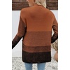 image:imageSidefeel Womens Cardigan Sweaters Open Front Long Sleeve Ribbed Color Block Knit Fall SweatersBrown