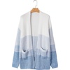 image:imageSidefeel Womens Cardigan Sweaters Open Front Long Sleeve Ribbed Color Block Knit Fall SweatersLight Blue