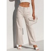 image:imageSidefeel Womens Cargo Jeans Casual Loose Mid Rise Wide Leg Denim PantsApricot