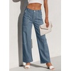 image:imageSidefeel Womens Cargo Jeans Casual Loose Mid Rise Wide Leg Denim PantsAshleigh Blue