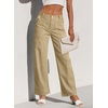 image:imageSidefeel Womens Cargo Jeans Casual Loose Mid Rise Wide Leg Denim PantsBeige