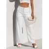 image:imageSidefeel Womens Cargo Jeans Casual Loose Mid Rise Wide Leg Denim PantsWhite