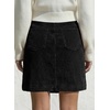 image:imageSidefeel Womens Corduroy Skirt 2026 High Waist Button Stretch Knee Length Skirt with Big PocketsBlack