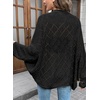image:imageSidefeel Womens Crochet Oversized Cardigan Sweaters Spring Hollow Out Long Batwing Sleeve Summer Shrugs Lightweight SweaterBlack