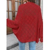 image:imageSidefeel Womens Crochet Oversized Cardigan Sweaters Spring Hollow Out Long Batwing Sleeve Summer Shrugs Lightweight SweaterBurgundy