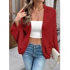 image:imageSidefeel Womens Crochet Oversized Cardigan Sweaters Spring Hollow Out Long Batwing Sleeve Summer Shrugs Lightweight SweaterBurgundy