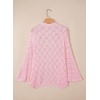image:imageSidefeel Womens Crochet Oversized Cardigan Sweaters Spring Hollow Out Long Batwing Sleeve Summer Shrugs Lightweight SweaterPink