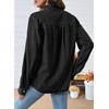 image:imageSidefeel Womens Denim Shirt Button Down Long Sleeve Ruffled Edge Jean Blouses TopsBlack