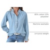 image:imageSidefeel Womens Denim Shirt Button Down Long Sleeve Ruffled Edge Jean Blouses TopsIceland Blue