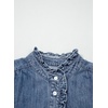 image:imageSidefeel Womens Denim Shirt Button Down Long Sleeve Ruffled Edge Jean Blouses TopsWashing Blue