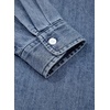 image:imageSidefeel Womens Denim Shirt Button Down Long Sleeve Ruffled Edge Jean Blouses TopsWashing Blue