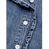 image:imageSidefeel Womens Denim Shirt Button Down Long Sleeve Ruffled Edge Jean Blouses TopsWashing Blue
