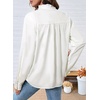 image:imageSidefeel Womens Denim Shirt Button Down Long Sleeve Ruffled Edge Jean Blouses TopsWhite