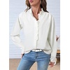 image:imageSidefeel Womens Denim Shirt Button Down Long Sleeve Ruffled Edge Jean Blouses TopsWhite