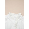 image:imageSidefeel Womens Denim Shirt Button Down Long Sleeve Ruffled Edge Jean Blouses TopsWhite