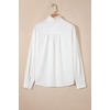 image:imageSidefeel Womens Denim Shirt Button Down Long Sleeve Ruffled Edge Jean Blouses TopsWhite