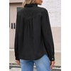 image:imageSidefeel Womens Denim Shirt Button Down Long Sleeve Ruffled Edge Trendy Jean Shackets Blouses TopsBlack