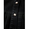 image:imageSidefeel Womens Denim Shirt Button Down Long Sleeve Ruffled Edge Trendy Jean Shackets Blouses TopsBlack