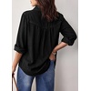 image:imageSidefeel Womens Denim Shirt Button Down Long Sleeve Ruffled Edge Trendy Jean Shackets Blouses TopsBlack