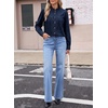 image:imageSidefeel Womens Denim Shirt Button Down Long Sleeve Ruffled Edge Trendy Jean Shackets Blouses TopsDark Blue