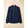 image:imageSidefeel Womens Denim Shirt Button Down Long Sleeve Ruffled Edge Trendy Jean Shackets Blouses TopsDark Blue