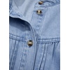 image:imageSidefeel Womens Denim Shirt Button Down Long Sleeve Ruffled Edge Trendy Jean Shackets Blouses TopsSky Blue