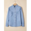 image:imageSidefeel Womens Denim Shirt Button Down Long Sleeve Ruffled Edge Trendy Jean Shackets Blouses TopsSky Blue