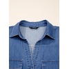 image:imageSidefeel Womens Denim Shirt Button Down V Neck Short Sleeve Jean Shirts Trendy Casual Loose Denim Tops with Oversized FitLight Blue