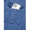 image:imageSidefeel Womens Denim Shirt Button Down V Neck Short Sleeve Jean Shirts Trendy Casual Loose Denim Tops with Oversized FitLight Blue