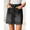 image:imageSidefeel Womens Denim Skirt Casual Stretch High Waist Raw Hem Zip Fly Jean Skirt for WomenBlack