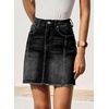 image:imageSidefeel Womens Denim Skirt Casual Stretch High Waist Raw Hem Zip Fly Jean Skirt for WomenBlack