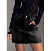 image:imageSidefeel Womens Denim Skirt Casual Stretch High Waist Raw Hem Zip Fly Jean Skirt for WomenBlack